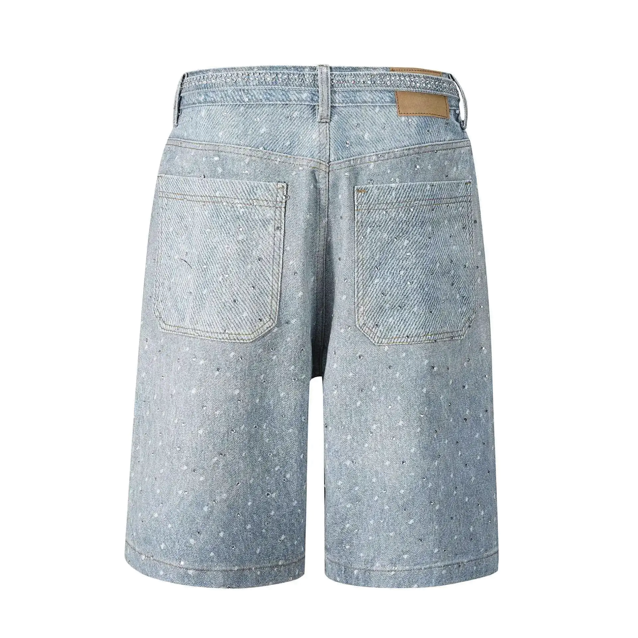 Rhinestone Jean Shorts - Vintage Blue