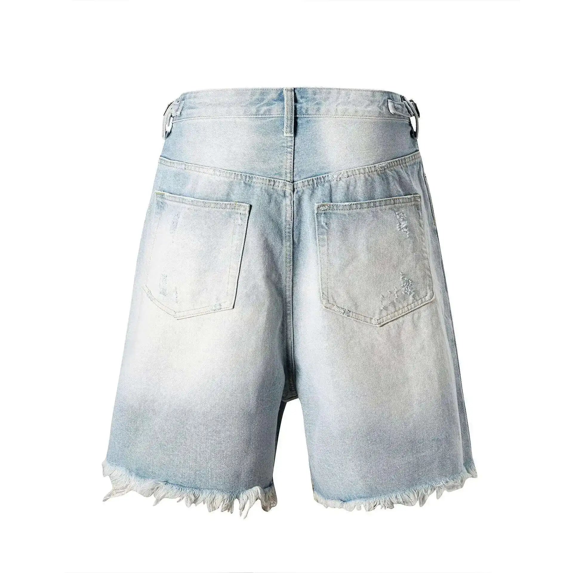 Raw Hem Light Blue Vinage Wash Jean Shorts