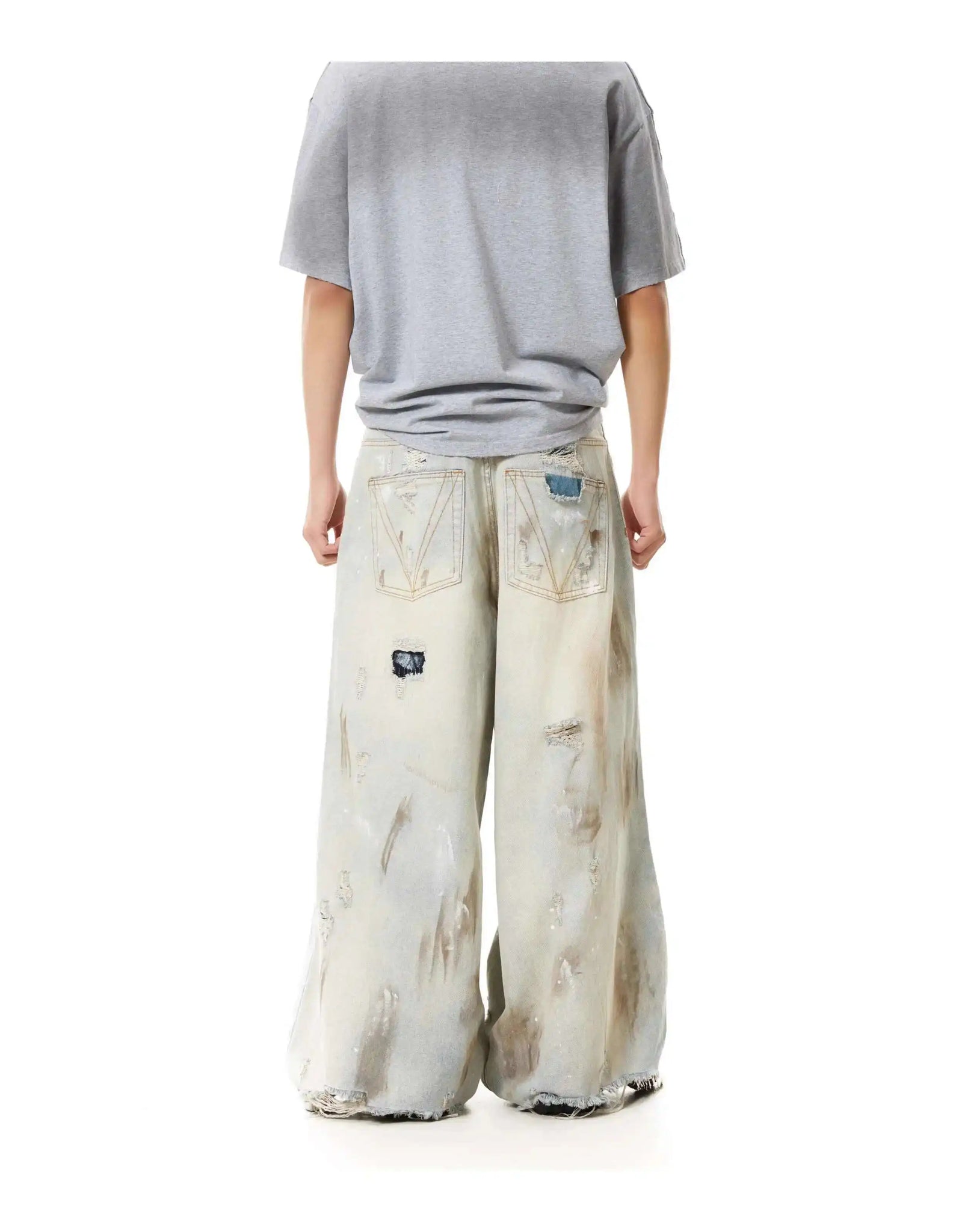 Heavy Distress Light Wash Jeans