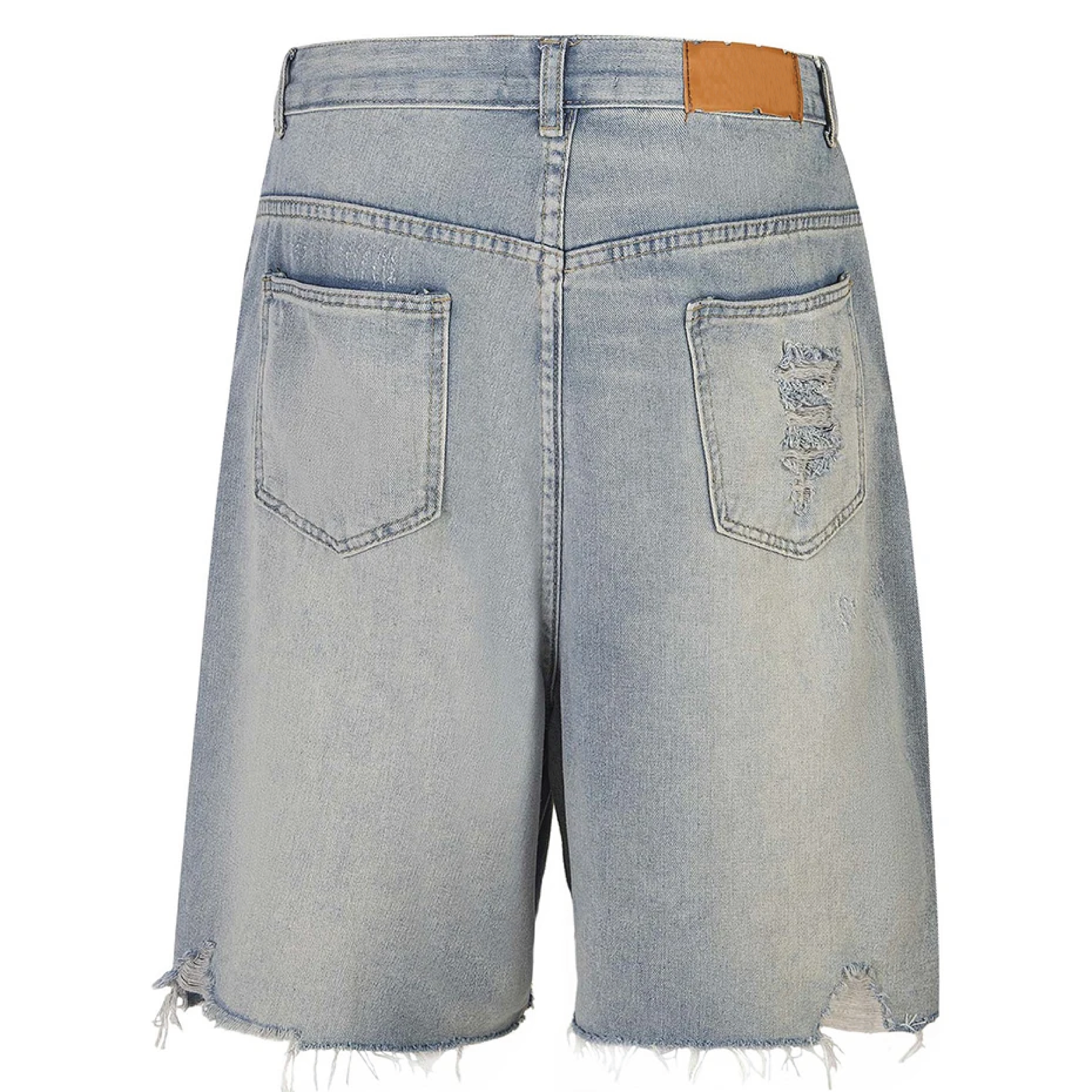 Rhinestone Raw Hem Light Wash Jean Shorts