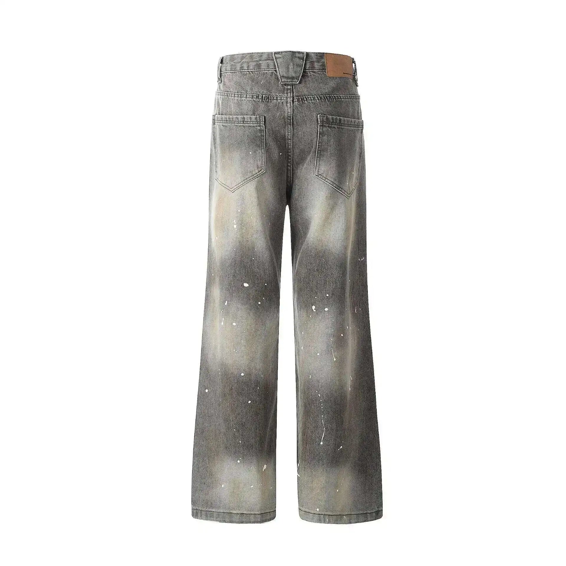 Paint Splatter Vintage Wash Jeans - Grey