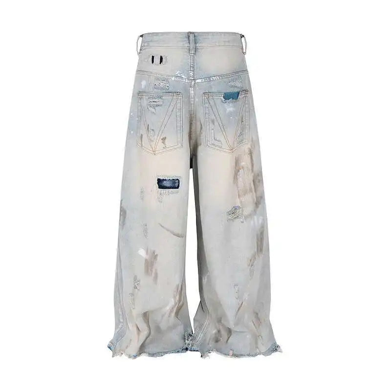 Heavy Distress Light Wash Jeans