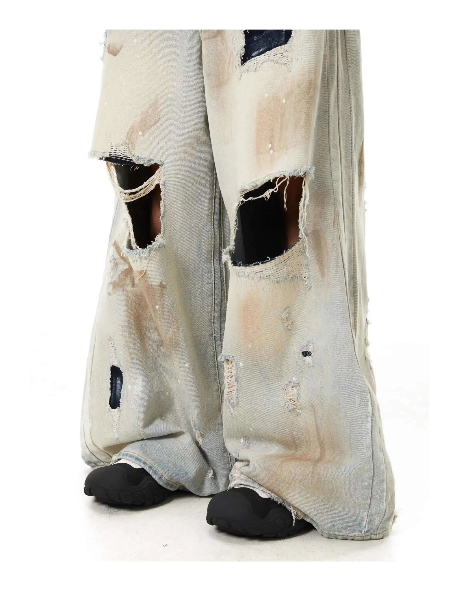 Heavy Distress Light Wash Jeans